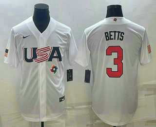 Men's USA Baseball #3 Mookie Betts 2023 White World Baseball Classic Replica Stitched Jerseys,We sell and wholesale Men's USA Baseball #3 Mookie Betts 2023 White World Baseball Classic Replica Stitched Jerseys on line form chian!